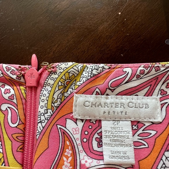 Charter Club Pink and Orange Knee-Length Pencil Skirt - Picture 3 of 4